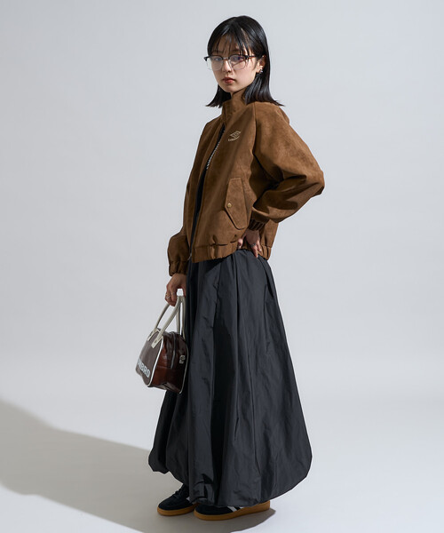 FREAK'S STORE(フリークスストア)の「UMBRO × FREAK'S STORE/アンブロ 別注 LEATHERETTE STAND COLLAR BLOUSON/レザレット スタンドカラーブルゾン(ブルゾン・レディース・ブラウン/ブラック・フリ-)」の6枚目の写真
