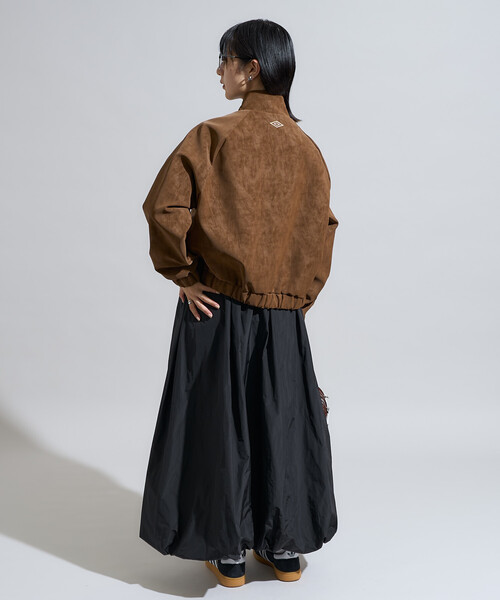 FREAK'S STORE(フリークスストア)の「UMBRO × FREAK'S STORE/アンブロ 別注 LEATHERETTE STAND COLLAR BLOUSON/レザレット スタンドカラーブルゾン(ブルゾン・レディース・ブラウン/ブラック・フリ-)」の7枚目の写真