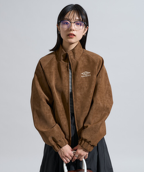 FREAK'S STORE(フリークスストア)の「UMBRO × FREAK'S STORE/アンブロ 別注 LEATHERETTE STAND COLLAR BLOUSON/レザレット スタンドカラーブルゾン(ブルゾン・レディース・ブラウン/ブラック・フリ-)」の8枚目の写真