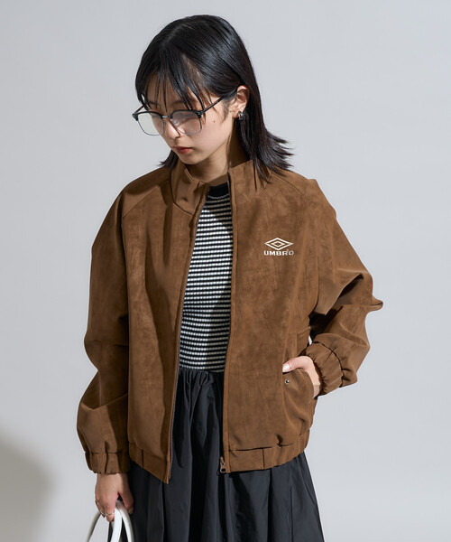 FREAK'S STORE(フリークスストア)の「UMBRO × FREAK'S STORE/アンブロ 別注 LEATHERETTE STAND COLLAR BLOUSON/レザレット スタンドカラーブルゾン(ブルゾン・レディース・ブラウン/ブラック・フリ-)」の9枚目の写真
