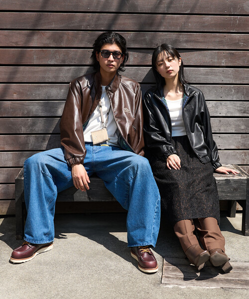FREAK'S STORE(フリークスストア)の「UMBRO × FREAK'S STORE/アンブロ 別注 LEATHERETTE STAND COLLAR BLOUSON/レザレット スタンドカラーブルゾン(ブルゾン・レディース・ブラウン/ブラック・フリ-)」の13枚目の写真
