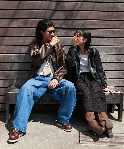 FREAK'S STORE(フリークスストア)の「UMBRO × FREAK'S STORE/アンブロ 別注 LEATHERETTE STAND COLLAR BLOUSON/レザレット スタンドカラーブルゾン(ブルゾン・レディース・ブラウン/ブラック・フリ-)」の16枚目の写真