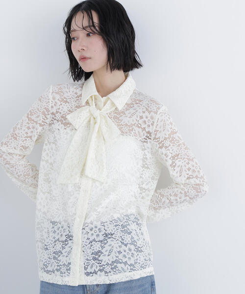 N.(N. Natural Beauty Basic)(エヌエヌナチュラルビューティーベーシック)の「レースボウタイブラウス(シャツ/ブラウス・レディース・オフホワイト/ブラック・フリ-)」の12枚目の写真