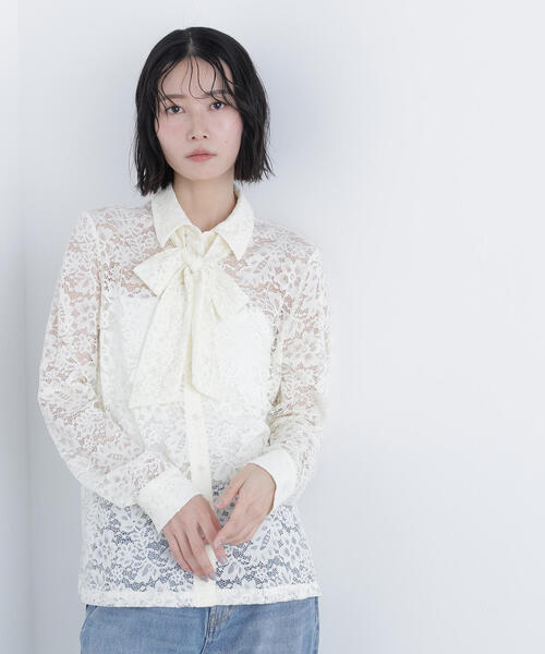 N.(N. Natural Beauty Basic)(エヌエヌナチュラルビューティーベーシック)の「レースボウタイブラウス(シャツ/ブラウス・レディース・オフホワイト/ブラック・フリ-)」の15枚目の写真