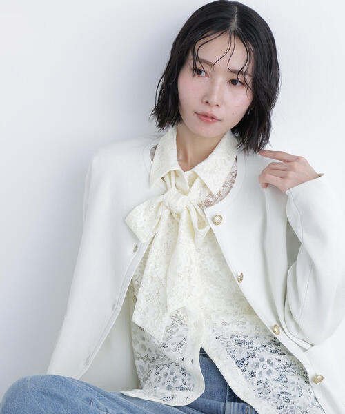 N.(N. Natural Beauty Basic)(エヌエヌナチュラルビューティーベーシック)の「レースボウタイブラウス(シャツ/ブラウス・レディース・オフホワイト/ブラック・フリ-)」の20枚目の写真