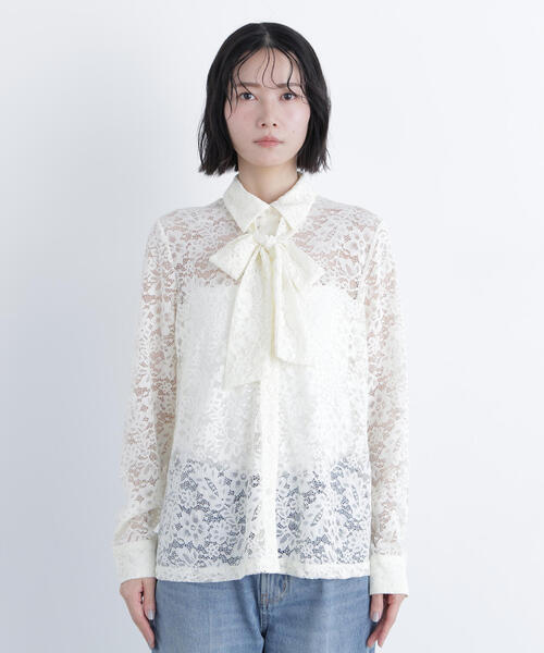 N.(N. Natural Beauty Basic)(エヌエヌナチュラルビューティーベーシック)の「レースボウタイブラウス(シャツ/ブラウス・レディース・オフホワイト/ブラック・フリ-)」の22枚目の写真
