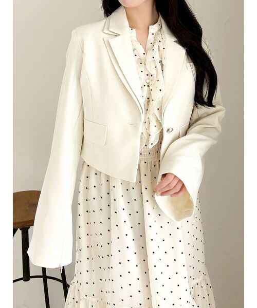 【タグ付き・新品】白　ショート丈　ジャケット　dazzlin テーラーカラーショートジャケット（テーラードジャケット）｜dazzlin