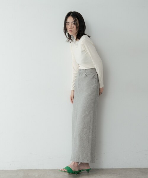 GALLEST(ギャレスト)の「グレイニーコットンタイトスカート(スカート・レディース・グレー/オフホワイト/ライトベージュ・36/40/38)」の5枚目の写真