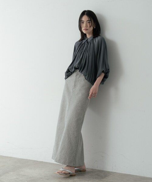 GALLEST(ギャレスト)の「グレイニーコットンタイトスカート(スカート・レディース・グレー/オフホワイト/ライトベージュ・36/40/38)」の13枚目の写真