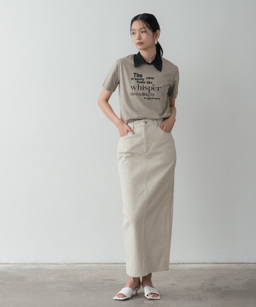 GALLEST(ギャレスト)の「グレイニーコットンタイトスカート(スカート・レディース・グレー/オフホワイト/ライトベージュ・36/40/38)」の18枚目の写真