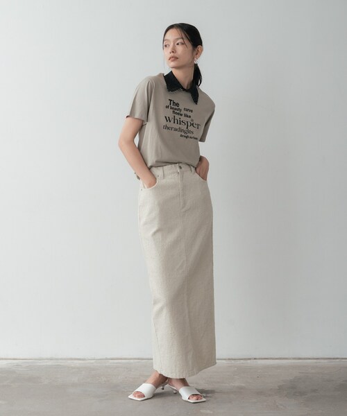 GALLEST(ギャレスト)の「グレイニーコットンタイトスカート(スカート・レディース・グレー/オフホワイト/ライトベージュ・36/40/38)」の19枚目の写真