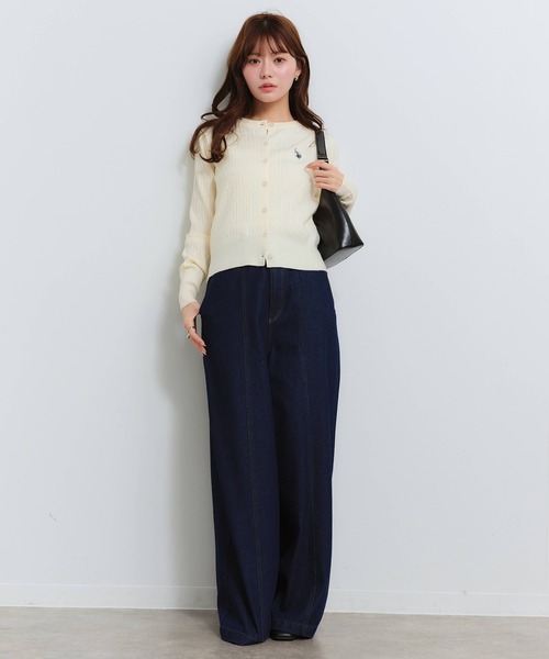 U.S. POLO ASSN.(ユーエスポロアッスン)の「【U.S. POLO ASSN./ユーエスポロアッスン】ロゴ刺繍 ケーブル編み クルーネック カーディガン/セーター(カーディガン/ボレロ・レディース・アイボリー/杢グレー/ピンク/イエロー・M/L/LL)」の7枚目の写真