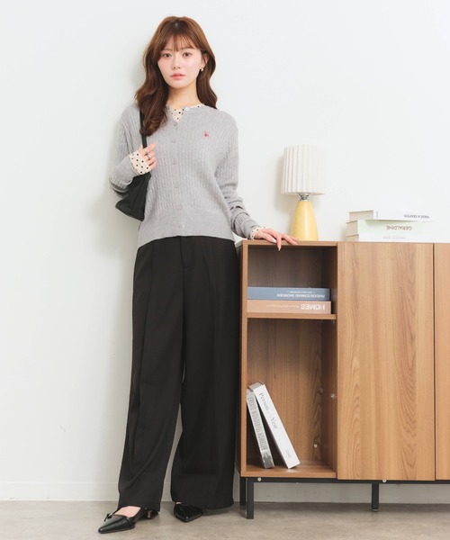 U.S. POLO ASSN.(ユーエスポロアッスン)の「【U.S. POLO ASSN./ユーエスポロアッスン】ロゴ刺繍 ケーブル編み クルーネック カーディガン/セーター(カーディガン/ボレロ・レディース・アイボリー/杢グレー/ピンク/イエロー・M/L/LL)」の14枚目の写真