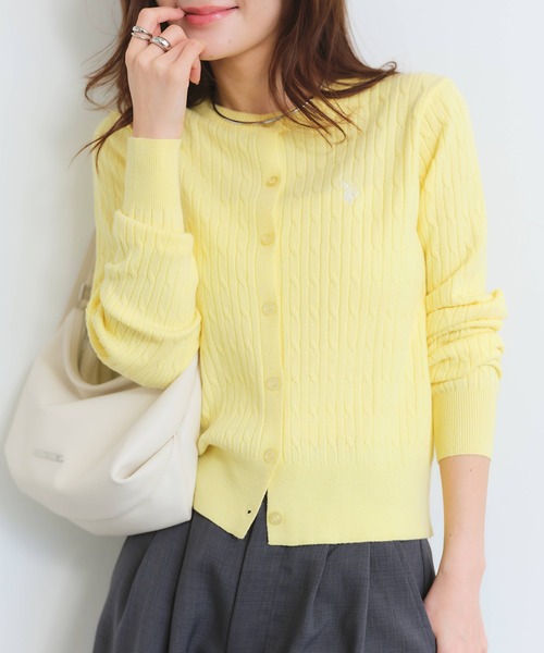 U.S. POLO ASSN.(ユーエスポロアッスン)の「【U.S. POLO ASSN./ユーエスポロアッスン】ロゴ刺繍 ケーブル編み クルーネック カーディガン/セーター(カーディガン/ボレロ・レディース・アイボリー/杢グレー/ピンク/イエロー・M/L/LL)」の17枚目の写真