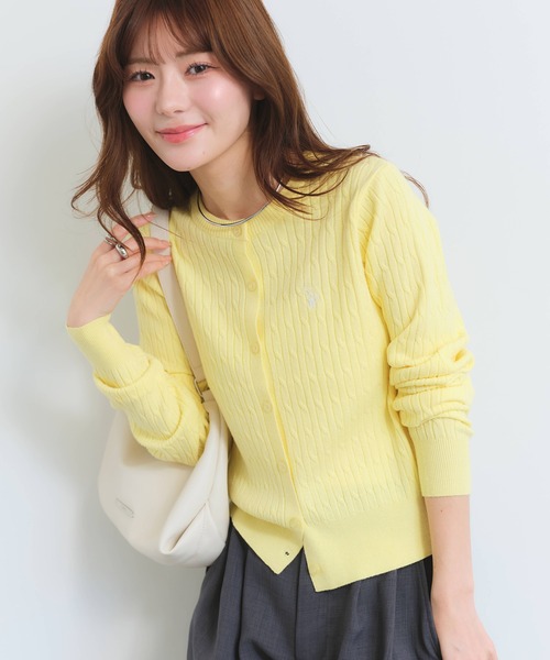 U.S. POLO ASSN.(ユーエスポロアッスン)の「【U.S. POLO ASSN./ユーエスポロアッスン】ロゴ刺繍 ケーブル編み クルーネック カーディガン/セーター(カーディガン/ボレロ・レディース・アイボリー/杢グレー/ピンク/イエロー・M/L/LL)」の18枚目の写真