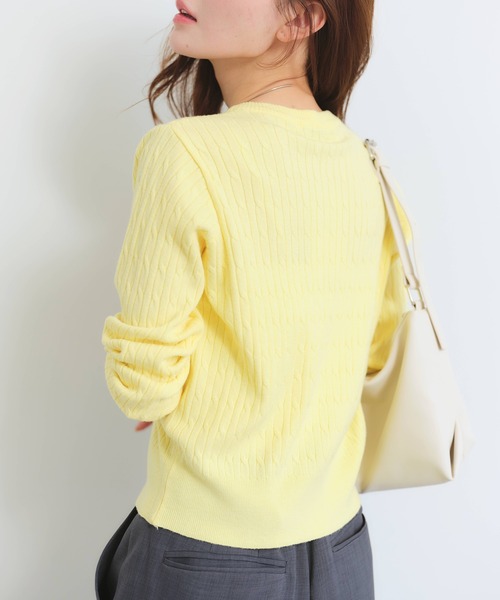 U.S. POLO ASSN.(ユーエスポロアッスン)の「【U.S. POLO ASSN./ユーエスポロアッスン】ロゴ刺繍 ケーブル編み クルーネック カーディガン/セーター(カーディガン/ボレロ・レディース・アイボリー/杢グレー/ピンク/イエロー・M/L/LL)」の19枚目の写真