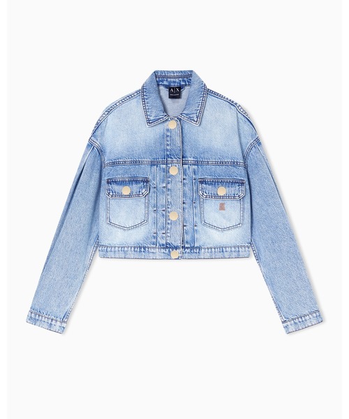 アルマーニ エクスチェンジ デニム ジャケット シャツ ライトブルー ロゴ A|X アルマーニ エクスチェンジ】ライトブルーデニムジャケット