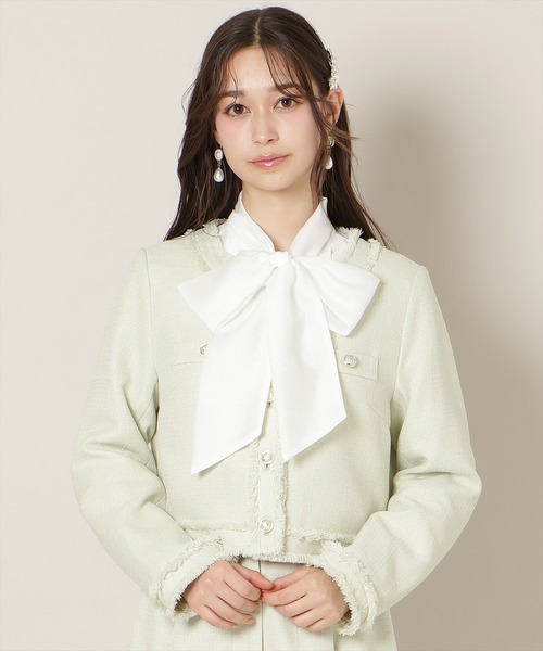 WILLSELECTION（ウィルセレクション）の「【セットアップ対応】ノーカラーフリンジツイードジャケット（ノーカラージャケット・レディース・イエロー/オフホワイト/ミント・FREE）」の15枚目の写真