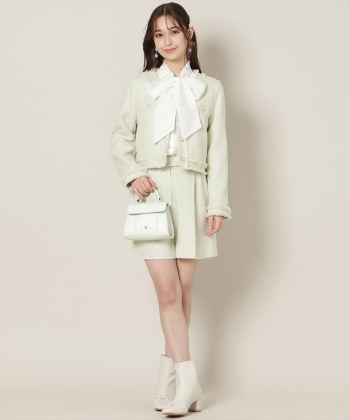 WILLSELECTION（ウィルセレクション）の「【セットアップ対応】ノーカラーフリンジツイードジャケット（ノーカラージャケット・レディース・イエロー/オフホワイト/ミント・FREE）」の21枚目の写真