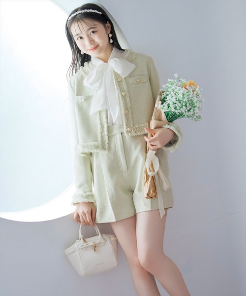 WILLSELECTION（ウィルセレクション）の「【セットアップ対応】ノーカラーフリンジツイードジャケット（ノーカラージャケット・レディース・イエロー/オフホワイト/ミント・FREE）」の22枚目の写真