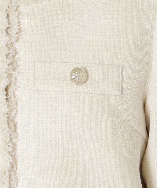 WILLSELECTION（ウィルセレクション）の「【セットアップ対応】ノーカラーフリンジツイードジャケット（ノーカラージャケット・レディース・イエロー/オフホワイト/ミント・FREE）」の8枚目の写真