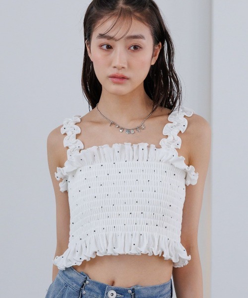 repipi armario(レピピ アルマリオ)の「シャーリングベアタンクトップ(タンクトップ・キッズ・ピンク/ドット/ブラック/オフホワイト・LARGE/MEDIUM/SMALL)」の1枚目の写真