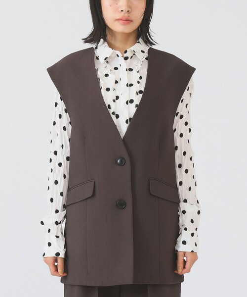 Ray BEAMS（レイビームス）の「2ボタン シングル ノースリーブ ジレ（ベスト・レディース・ブラック/ダークブラウン・0/1）」の22枚目の写真