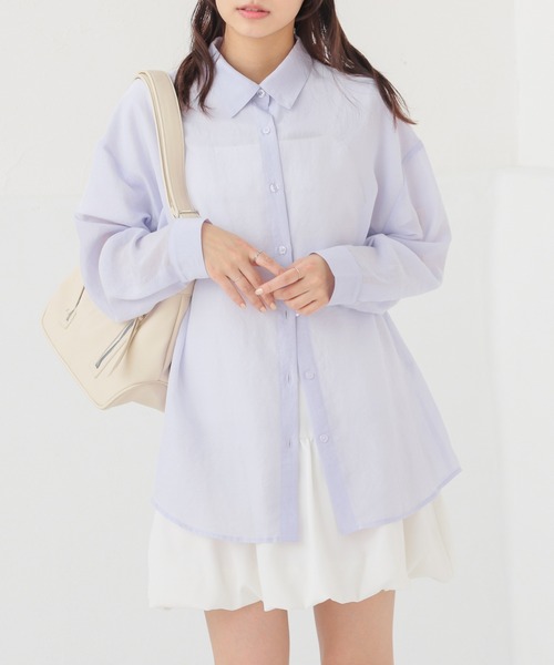 Honeys（ハニーズ）の「Ｔシャツ付シアーシャツ（シャツ/ブラウス・レディース・グレー/ブルー/ピンク系その他/ブラック/グリーン系その他/ラベンダー/ホワイト系その他・L/LL/M/S）」の6枚目の写真