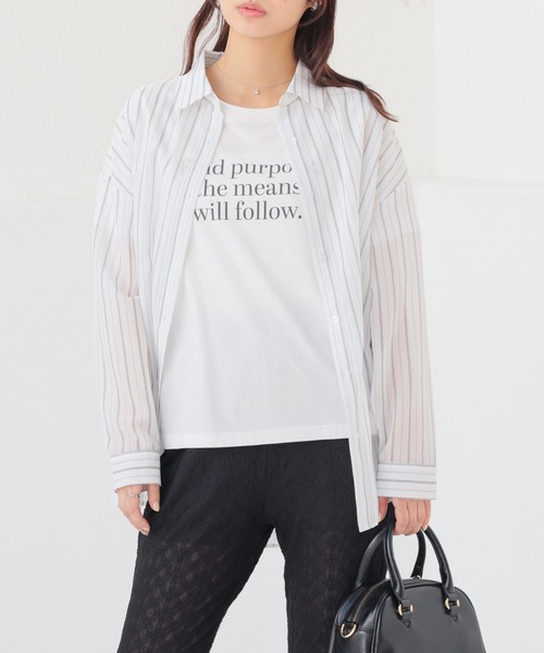 Honeys（ハニーズ）の「Ｔシャツ付シアーシャツ（シャツ/ブラウス・レディース・グレー/ブルー/ピンク系その他/ブラック/グリーン系その他/ラベンダー/ホワイト系その他・L/LL/M/S）」の2枚目の写真