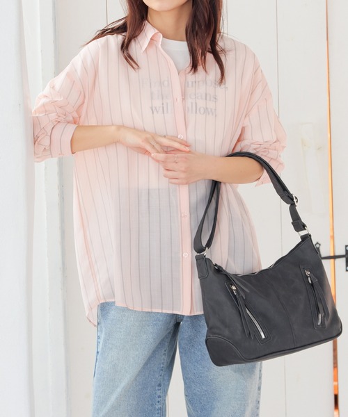 Honeys（ハニーズ）の「Ｔシャツ付シアーシャツ（シャツ/ブラウス・レディース・グレー/ブルー/ピンク系その他/ブラック/グリーン系その他/ラベンダー/ホワイト系その他・L/LL/M/S）」の7枚目の写真