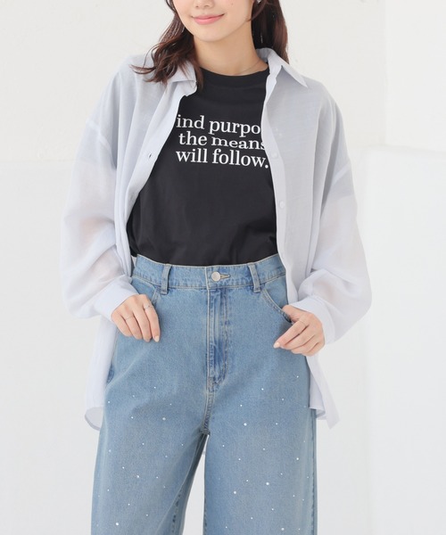 Honeys（ハニーズ）の「Ｔシャツ付シアーシャツ（シャツ/ブラウス・レディース・グレー/ブルー/ピンク系その他/ブラック/グリーン系その他/ラベンダー/ホワイト系その他・L/LL/M/S）」の4枚目の写真