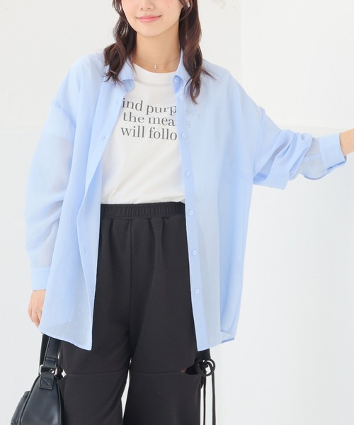 Honeys（ハニーズ）の「Ｔシャツ付シアーシャツ（シャツ/ブラウス・レディース・グレー/ブルー/ピンク系その他/ブラック/グリーン系その他/ラベンダー/ホワイト系その他・L/LL/M/S）」の5枚目の写真