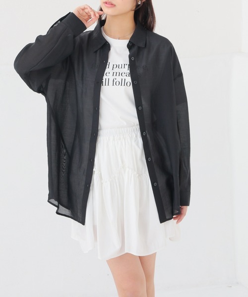 Honeys（ハニーズ）の「Ｔシャツ付シアーシャツ（シャツ/ブラウス・レディース・グレー/ブルー/ピンク系その他/ブラック/グリーン系その他/ラベンダー/ホワイト系その他・L/LL/M/S）」の3枚目の写真