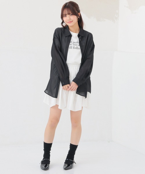 Honeys（ハニーズ）の「Ｔシャツ付シアーシャツ（シャツ/ブラウス・レディース・グレー/ブルー/ピンク系その他/ブラック/グリーン系その他/ラベンダー/ホワイト系その他・L/LL/M/S）」の8枚目の写真