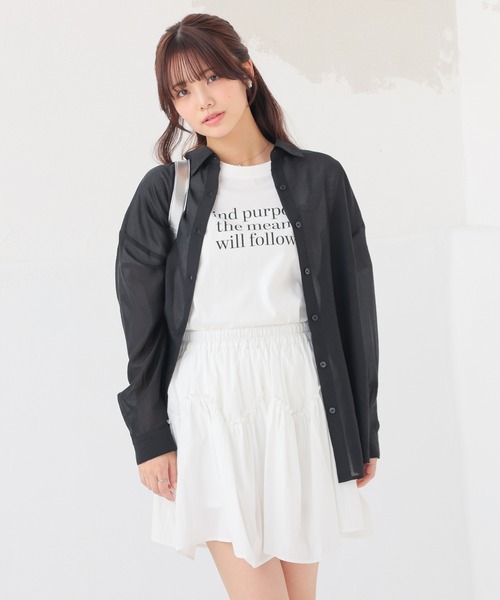Honeys（ハニーズ）の「Ｔシャツ付シアーシャツ（シャツ/ブラウス・レディース・グレー/ブルー/ピンク系その他/ブラック/グリーン系その他/ラベンダー/ホワイト系その他・L/LL/M/S）」の9枚目の写真