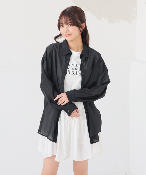 Honeys（ハニーズ）の「Ｔシャツ付シアーシャツ（シャツ/ブラウス・レディース・グレー/ブルー/ピンク系その他/ブラック/グリーン系その他/ラベンダー/ホワイト系その他・L/LL/M/S）」の10枚目の写真