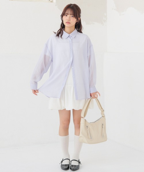 Honeys（ハニーズ）の「Ｔシャツ付シアーシャツ（シャツ/ブラウス・レディース・グレー/ブルー/ピンク系その他/ブラック/グリーン系その他/ラベンダー/ホワイト系その他・L/LL/M/S）」の15枚目の写真