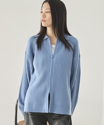 ASTRONOMY（アストロノミー）の「抗ピリング リブ編みジップニットポロカーディガン（カーディガン/ボレロ）」