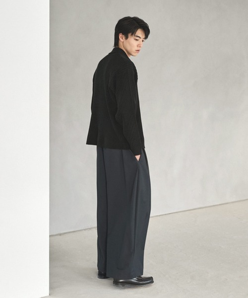 ASTRONOMY（アストロノミー）の「抗ピリング リブ編みジップニットポロカーディガン（カーディガン/ボレロ・メンズ・ブラック/サックスブルー/ライトベージュ/チャコール・S/M/L/XL）」の12枚目の写真