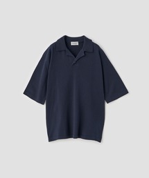 【美品】JOHN SMEDLEY コットン ニット スキッパー ポロシャツ L コットン スキッパーネックニットプルオーバー（ポロシャツ）｜JOHN