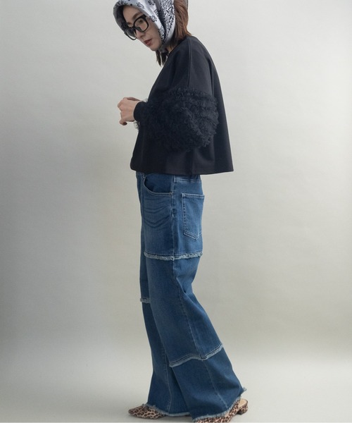 lodie(ロディ)の「チュール袖 デザイン プルオーバー(Tシャツ/カットソー・レディース・オフホワイト/ブラック・FREE)」の15枚目の写真