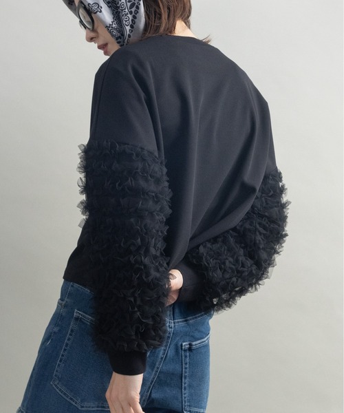 lodie(ロディ)の「チュール袖 デザイン プルオーバー(Tシャツ/カットソー・レディース・オフホワイト/ブラック・FREE)」の16枚目の写真