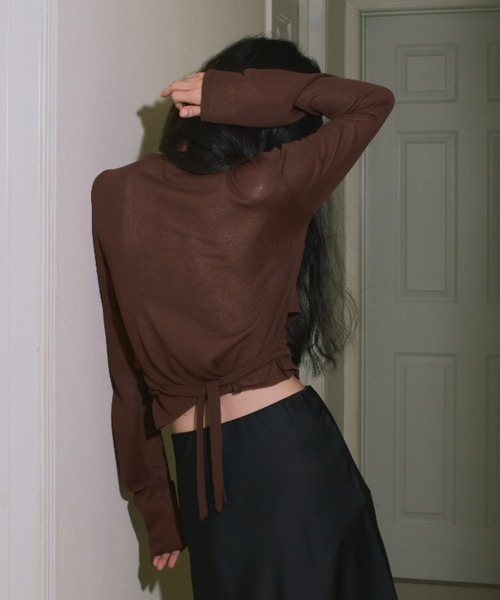 kiehtova（キエトヴァ）の「【kiehtova】LAYERED SHEER CROSS CARDIGAN/レイヤードシアークロスカーディガン（カーディガン/ボレロ・レディース・ホワイト/ブラック/ブラウン・FREE）」の6枚目の写真