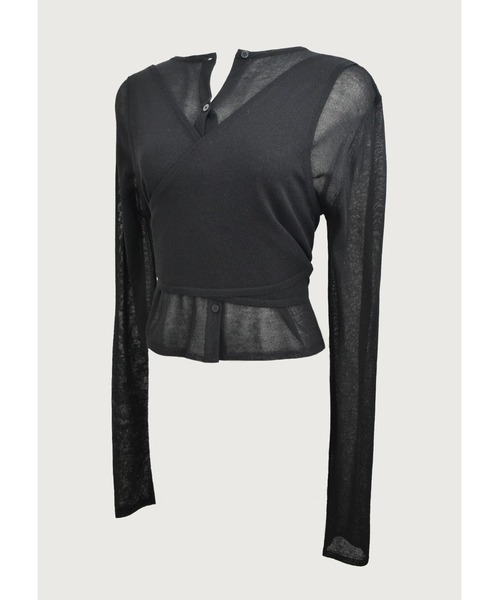 kiehtova（キエトヴァ）の「【kiehtova】LAYERED SHEER CROSS CARDIGAN/レイヤードシアークロスカーディガン（カーディガン/ボレロ・レディース・ホワイト/ブラック/ブラウン・FREE）」の10枚目の写真