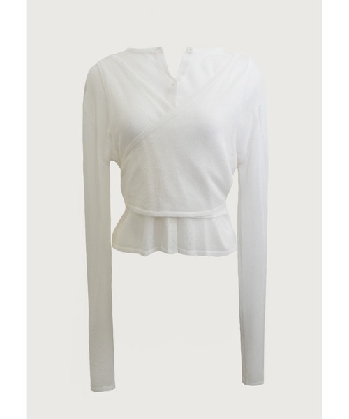 kiehtova（キエトヴァ）の「【kiehtova】LAYERED SHEER CROSS CARDIGAN/レイヤードシアークロスカーディガン（カーディガン/ボレロ・レディース・ホワイト/ブラック/ブラウン・FREE）」の14枚目の写真