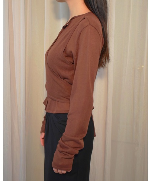 kiehtova(キエトヴァ)の「【kiehtova】LAYERED SHEER CROSS CARDIGAN/レイヤードシアークロスカーディガン(カーディガン/ボレロ・レディース・ホワイト/ブラック/ブラウン・FREE)」の5枚目の写真