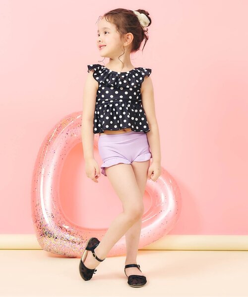 apres les cours（アプレレクール）の「【WEB限定/UVカット】フリルペプラムセパレート水着（水着・キッズ・ブルー/ピンク/ブラック/ミント/オレンジ/イエロー・80/90/100/110/120/130/140）」の13枚目の写真