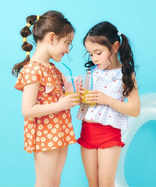 apres les cours（アプレレクール）の「【WEB限定/UVカット】フリルペプラムセパレート水着（水着・キッズ・ブルー/ピンク/ブラック/ミント/オレンジ/イエロー・80/90/100/110/120/130/140）」の18枚目の写真