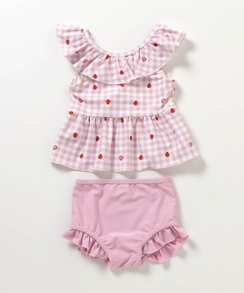 apres les cours（アプレレクール）の「【WEB限定/UVカット】フリルペプラムセパレート水着（水着・キッズ・ブルー/ピンク/ブラック/ミント/オレンジ/イエロー・80/90/100/110/120/130/140）」の8枚目の写真