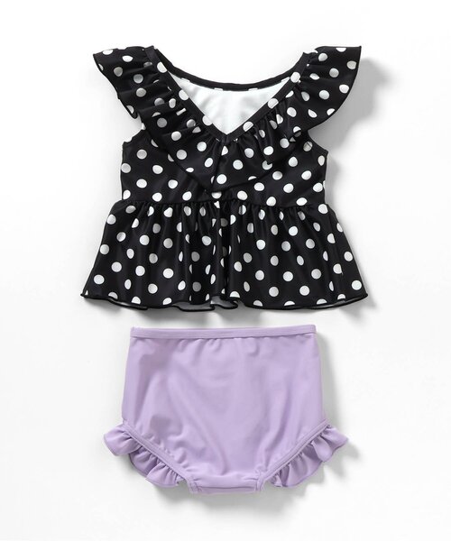 apres les cours（アプレレクール）の「【WEB限定/UVカット】フリルペプラムセパレート水着（水着・キッズ・ブルー/ピンク/ブラック/ミント/オレンジ/イエロー・80/90/100/110/120/130/140）」の10枚目の写真